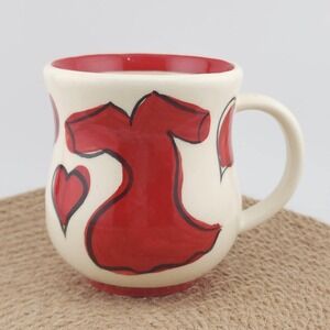 Gail Pittman‎ Red Dress Heart Mug Retired Cup VTG 2005 Signed Studio Pottery